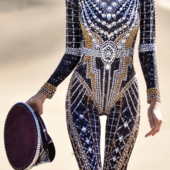 DOMINIQUE LUXURY RHINESTONE JUMPSUIT size M - Picture 2 of 9